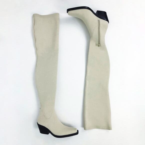NWT H&M Innovation Co-Exist Story Thigh-High Boots in Cream | Size 6 - Picture 13 of 15